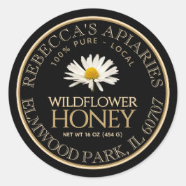 Wildblume Honey Black Daisy Custom Product Label Runder Aufkleber
