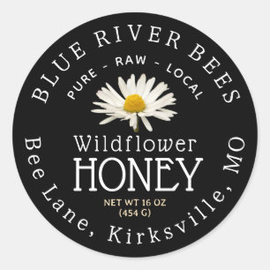 Wildblume Honey Black Daisy Custom Product Label Runder Aufkleber