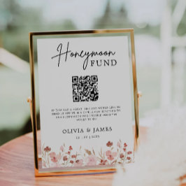 Wildblume Honeymoon Fund QR Code-Zeichen, Hochzeit Einladung