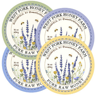 Wildblume Honigetikett mit Bienenstockbord Runder Aufkleber