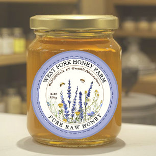 Wildblume Honigetikett mit Bienenstockbord Runder Aufkleber