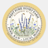Wildblume Honigetikett mit Bienenstockbord Runder Aufkleber (Vorderseite)