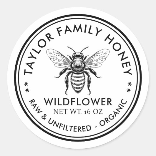 Wildblume Honigetikett mit eigener Farbe Runder Aufkleber (Vorderseite)
