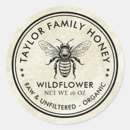 Wildblume Honigetikett mit Honigbiene Runder Aufkleber