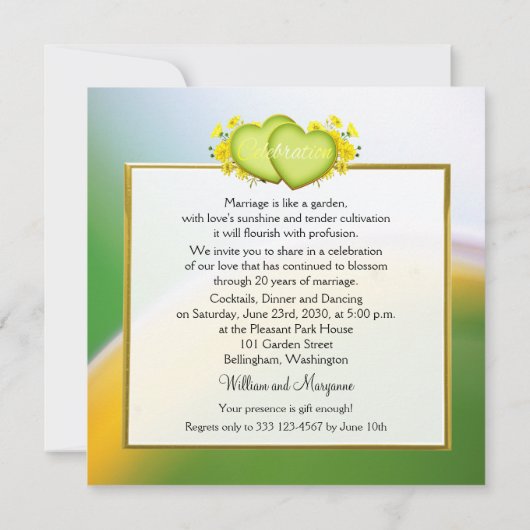 Wildblume Hört 20-jähriges Party Foto Einladung (Rückseite)