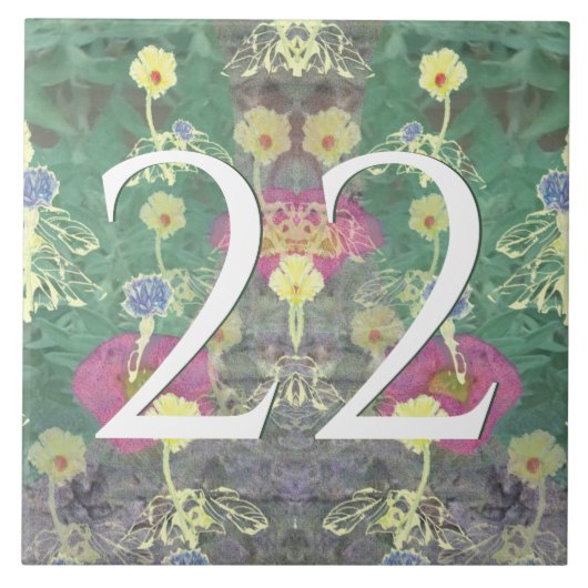 Wildblume House Number Tile Fliese (Vorderseite)