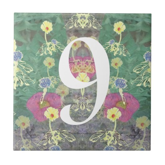 Wildblume House Single Digit Number Tile Fliese (Vorderseite)