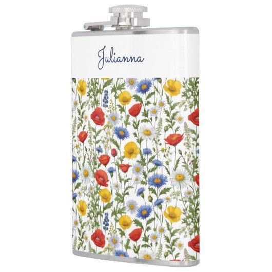 Wildblume Hübsch Botanisch-rustikal-farbenfroh Flachmann (Links)