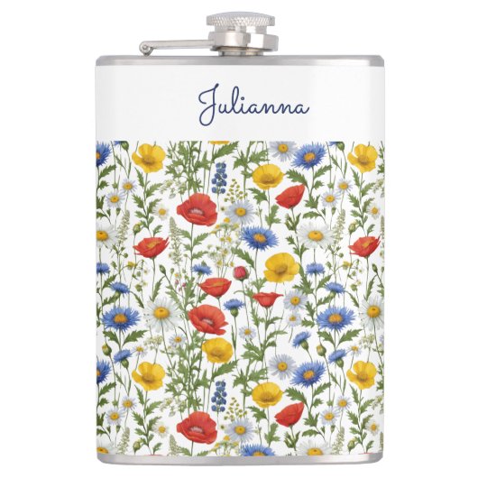 Wildblume Hübsch Botanisch-rustikal-farbenfroh Flachmann (Vorderseite)