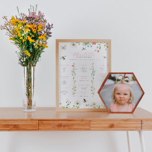 Wildblume Hummel 1. Geburtstag - Meilenstein Poster