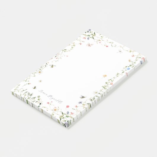 Wildblume Hummeln Monogramm Personalisiert Post-it Klebezettel (angewinkelt)