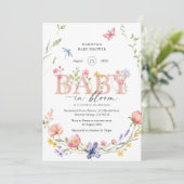 Wildblume im Aquarell Baby in Bloom Baby Dusche Einladung (Stehend Vorderseite)