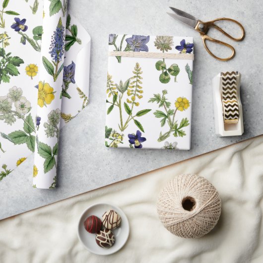 Wildblume im Frühjahr Gelb und Lila Geschenkpapier (Kunsthandwerk)