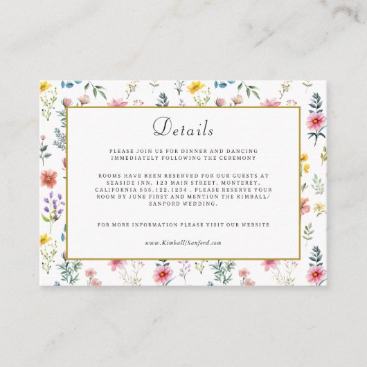 Wildblume im Wasser Frühjahr Sommerhochzeit Begleitkarte (Vorderseite)