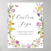 Wildblume im Zeichen für benutzerdefinierten Text Poster (Vorne)