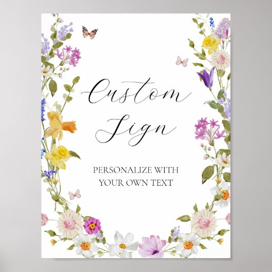 Wildblume im Zeichen für benutzerdefinierten Text Poster (Vorne)