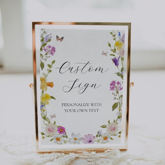 Wildblume im Zeichen für benutzerdefinierten Text Poster