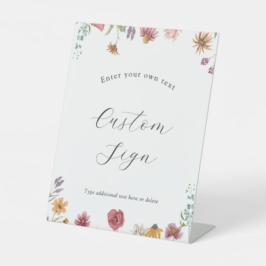 Wildblume im Zeichen für benutzerdefinierten Text Sockelschild (Vorderseite)