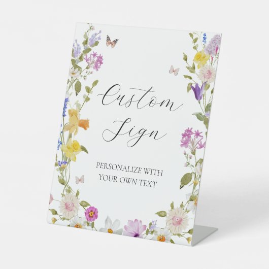 Wildblume im Zeichen für benutzerdefinierten Text Sockelschild (Vorderseite)