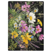 Wildblume in Aquarellfarbe auf schwarzem Hintergru Klemmbrett (Rückseite)