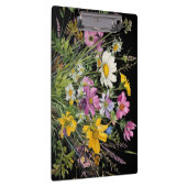 Wildblume in Aquarellfarbe auf schwarzem Hintergru Klemmbrett (Rechts)