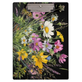 Wildblume in Aquarellfarbe auf schwarzem Hintergru Klemmbrett (Vorderseite)