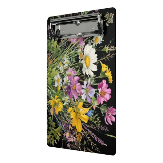 Wildblume in Aquarellfarbe auf schwarzem Hintergru Mini Klemmbrett (Gewinkelt2)