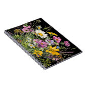 Wildblume in Aquarellfarbe auf schwarzem Hintergru Notizblock (Rechte Seite)