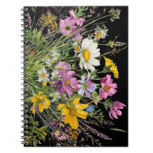 Wildblume in Aquarellfarbe auf schwarzem Hintergru Notizblock (Vorderseite)