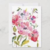 Wildblume in Aquarellfarbe Rosa Blüten Hochzeit Einladung (Rückseite)