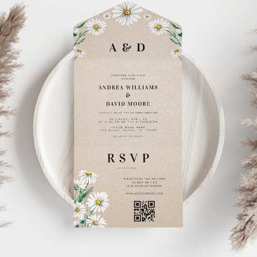 Wildblume in Aquarellfarben All In One Einladung