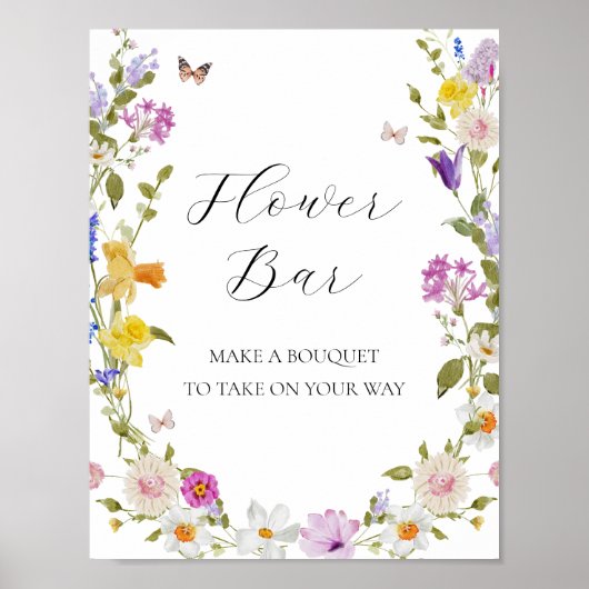 Wildblume in Bloom Blume Bouquet Bar Sign Poster (Vorne)