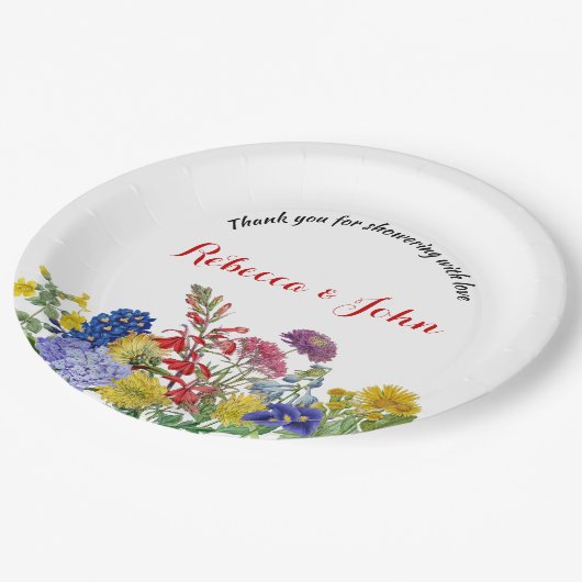 Wildblume in Blütenfarbenflorendusche Pappteller (Schrägansicht)