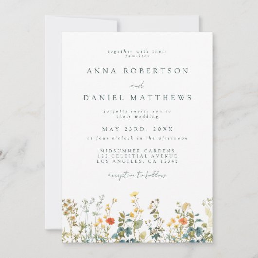 Wildblume in einer Hochzeit Einladung (Vorderseite)