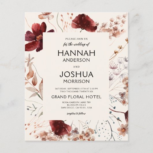 Wildblume in einer Hochzeitsreise (Vorderseite)