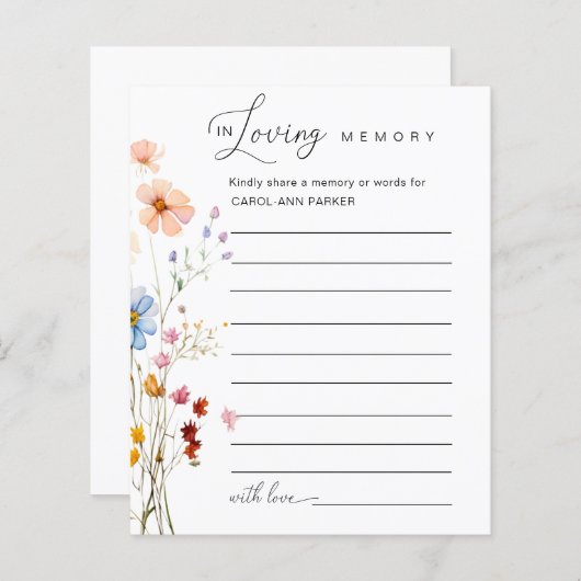 Wildblume "In Love Memory" Beerdigung (Vorne/Hinten)