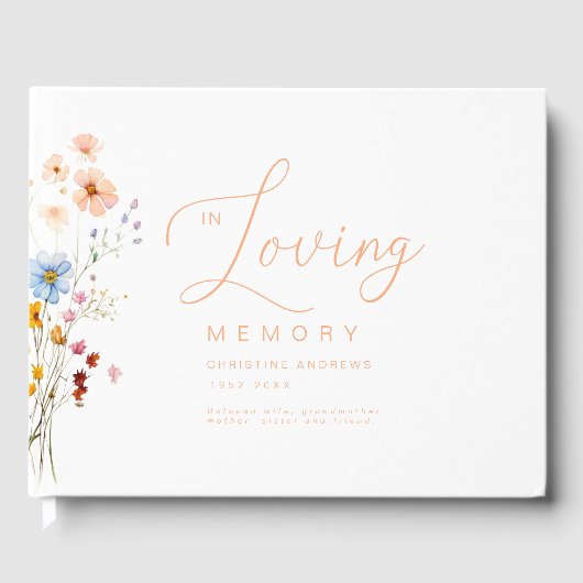 Wildblume "In Love Memory" Beerdigung Gästebuch (Vorderseite)