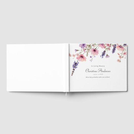 Wildblume "In Love Memory" Beerdigung Gästebuch (Voll)