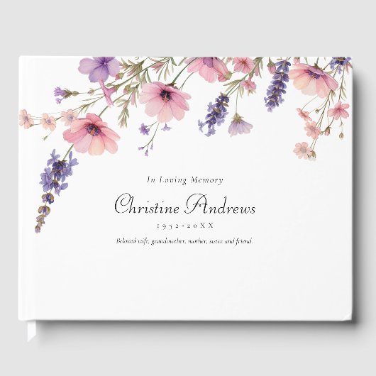 Wildblume "In Love Memory" Beerdigung Gästebuch (Vorderseite)