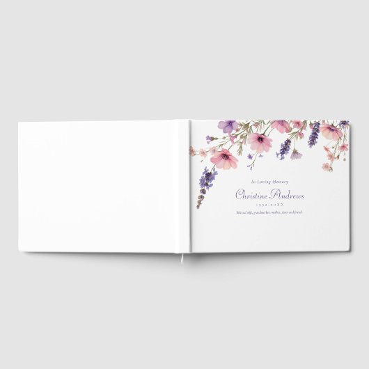 Wildblume "In Love Memory" Beerdigung Gästebuch (Voll)
