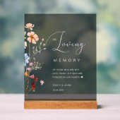 Wildblume "In Love Memory" Hochzeit Acrylschild (Neutral)