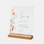 Wildblume "In Love Memory" Hochzeit Acrylschild (Winkel)
