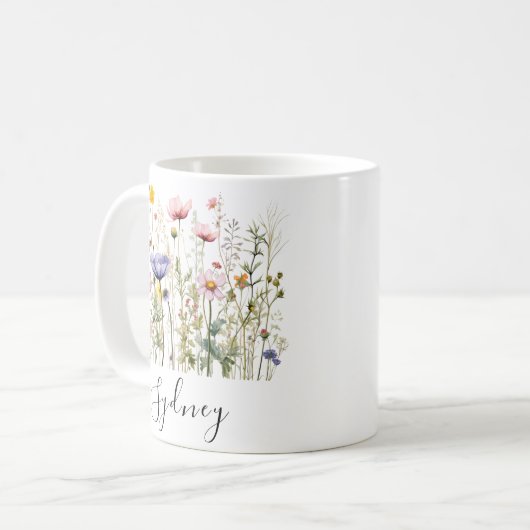 Wildblume Individuelle Name Kaffeetasse (Vorderseite Links)