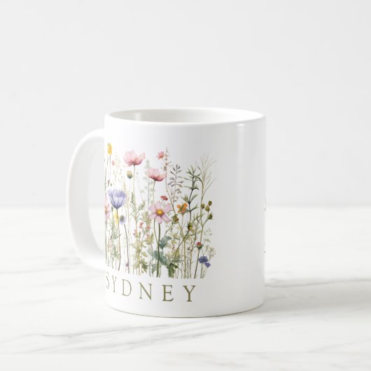Wildblume Individuelle Name Kaffeetasse (Vorderseite Links)