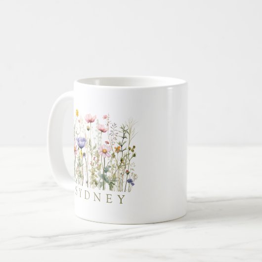 Wildblume Individuelle Name Kaffeetasse (Vorderseite Links)