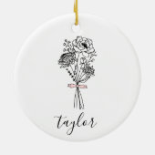 Wildblume Individuelle Name Keramik Ornament (Hinten)