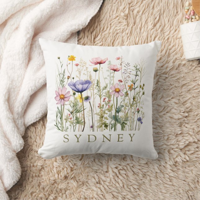 Wildblume Individuelle Name Kissen (Decke)