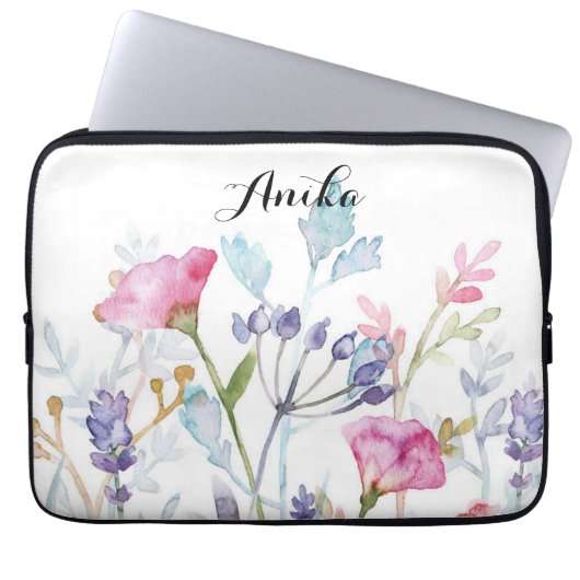 Wildblume individuelle Name Laptopschutzhülle (Vorderseite)