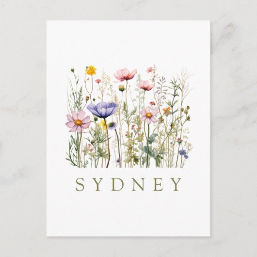 Wildblume Individuelle Name Postkarte (Vorderseite)