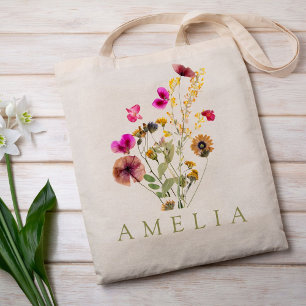 Wildblume Individuelle Name Tote Tasche